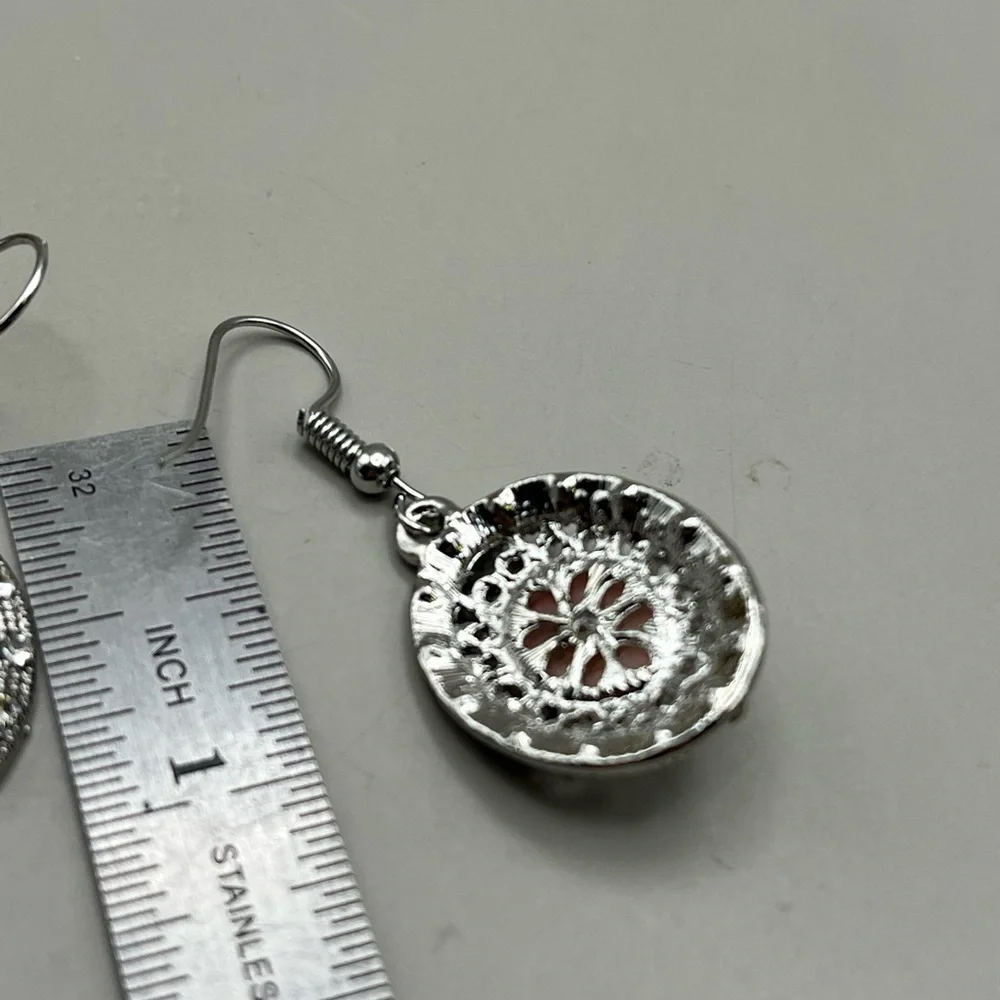 Elegant Silver and Pink Dangle Earrings